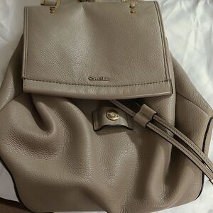 Calvin Klein Beige Leather Backpack